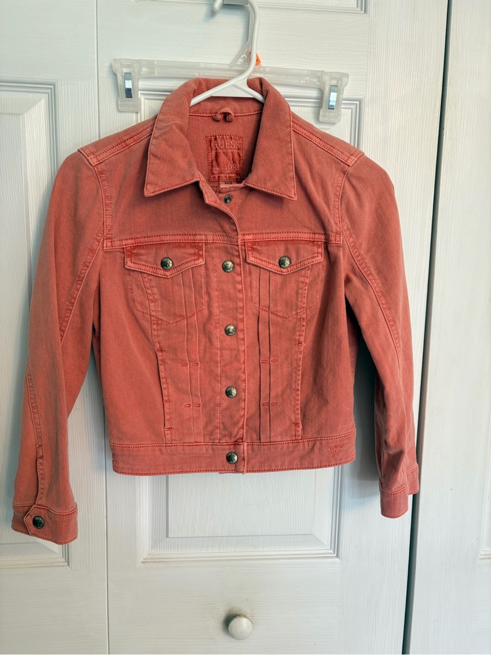 Vintage Guess Denim Trucker Jacket in Coral